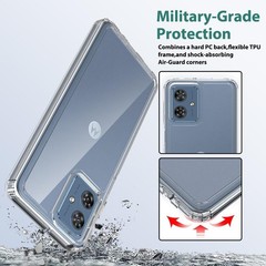 Moto G54 Case Crystal Clear Slim Hard Hybrid Shockproof Bumper with Screen