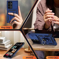 Navy Blue Case for Samsung Galaxy S24 Ultra, HD Screen Protector, Slide Lens Cov