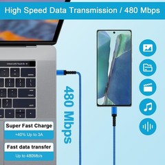 6FT USB-C Fast Charging Cable 2 Pack for Samsung Galaxy S26/S25, Type C Adapter