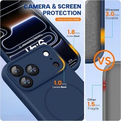 iPhone 17 Pro Max Magnetic Case, Dark Blue, Silicone Camera Control, Shockproof