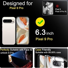 4in1 for Google Pixel 9 pro Tempered Glass 3 Screen Protector + 3 Camera Lens