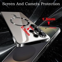 Luxury Metallic Orange Titanium Case for Samsung Galaxy S26 Ultra + 2 Screen Pro