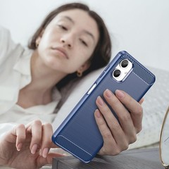 Case for Galaxy A06 Samsung A06 Matte Carbon Fiber Soft TPU Anti-Slip Cover, Blu