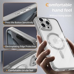 Magnetic Clear Case for iPhone 15 Pro Max with Full Camera Lens Protection, Slim