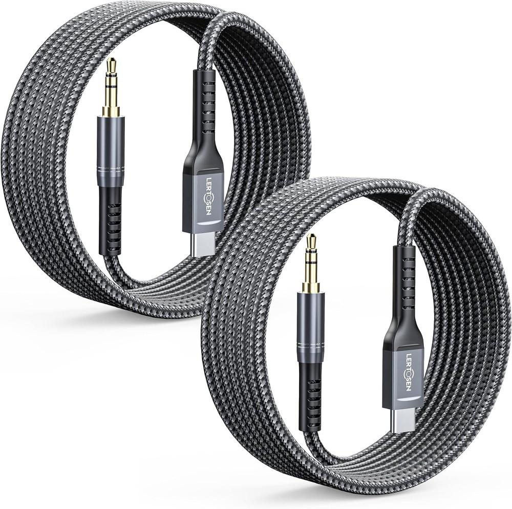 2 Pack USB-C to 3.5mm Audio Aux Cable for iPhone 17/16/15 Pro Max, 4Ft