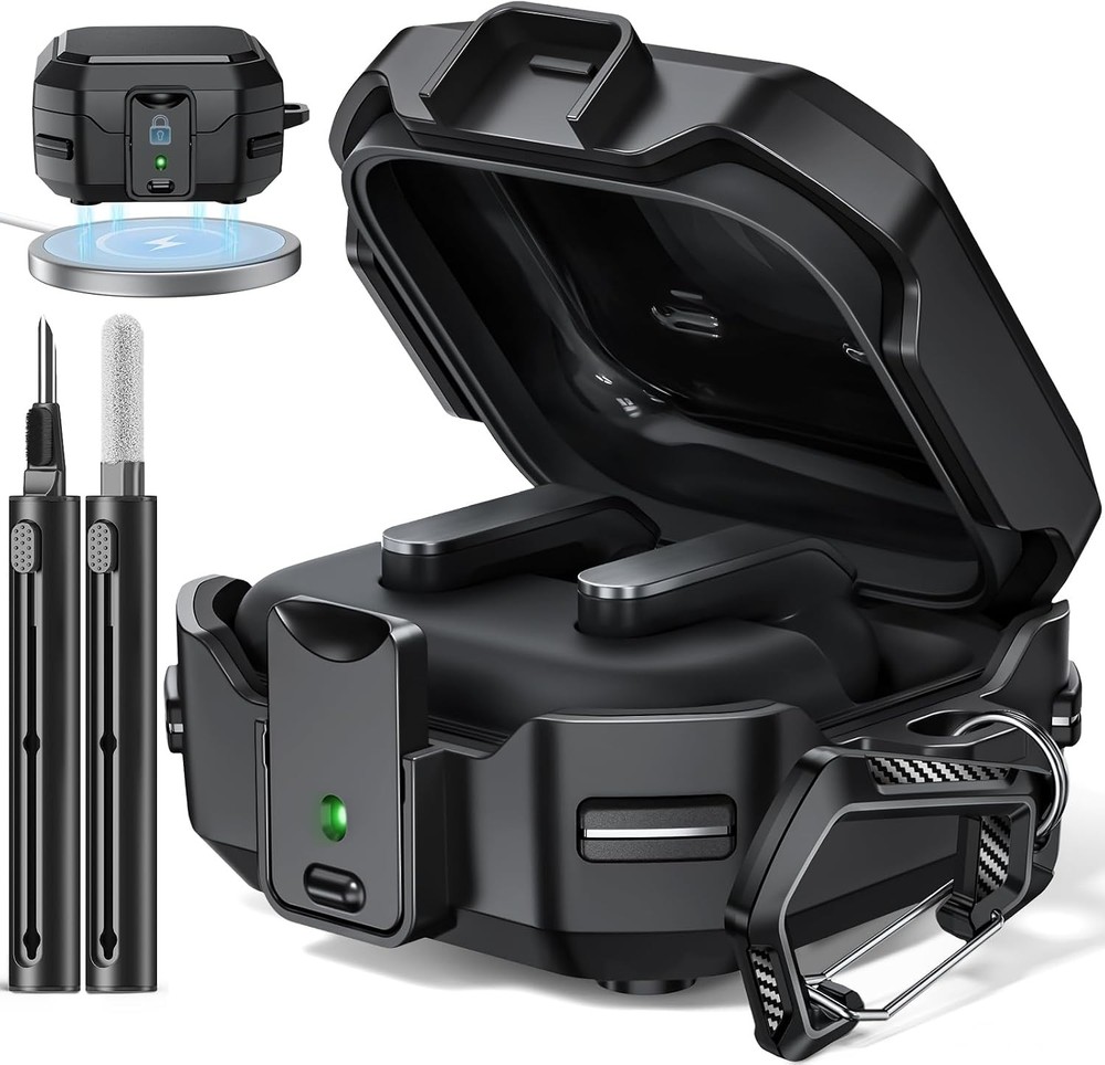 Safety Lock Case for Galaxy Buds 4 and 4 Pro (2026) with Keychain & Cleaning Kit