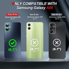 Samsung Galaxy A06 Phone Case with 2 X Tempered Glass Screen Protector, Black