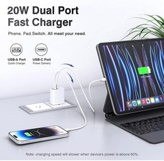 4 Pack USB C Charger Block, 20W USB-C & USB-A Port Charger for iPhone 17/16/15/1