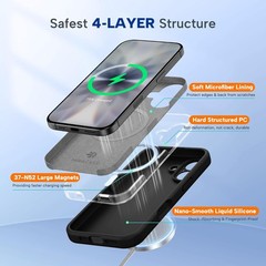 Magnetic iPhone 17 Case, Integrated Silicone Camera Control Cover, Shockproof Bl