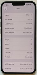 TESTED USED GSM UNLOCKED MIDNIGHT iPhone 13, 128GB A2482 MLA23LL/A, 89% BATTERY.