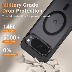 YENAPOON Black Matte Magnetic Case for Google Pixel 10 Pro XL + Screen Protector