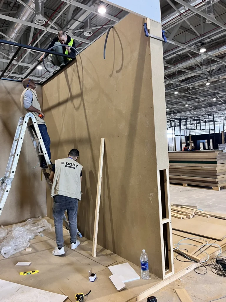 Exhibition stand mdf wall panel installation cpany team