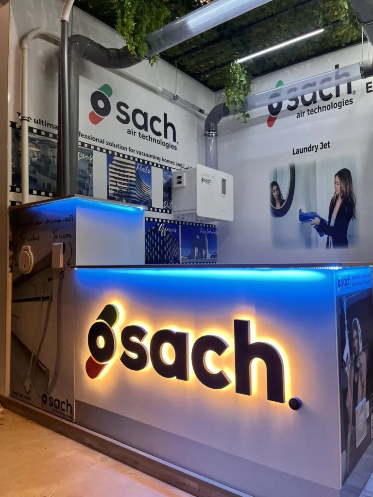 Sach air technologies showroom illuminated reception counter