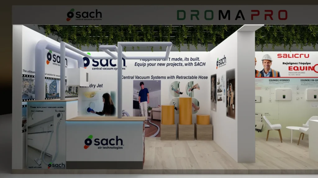 Sach central vacuum systems exhibition booth render
