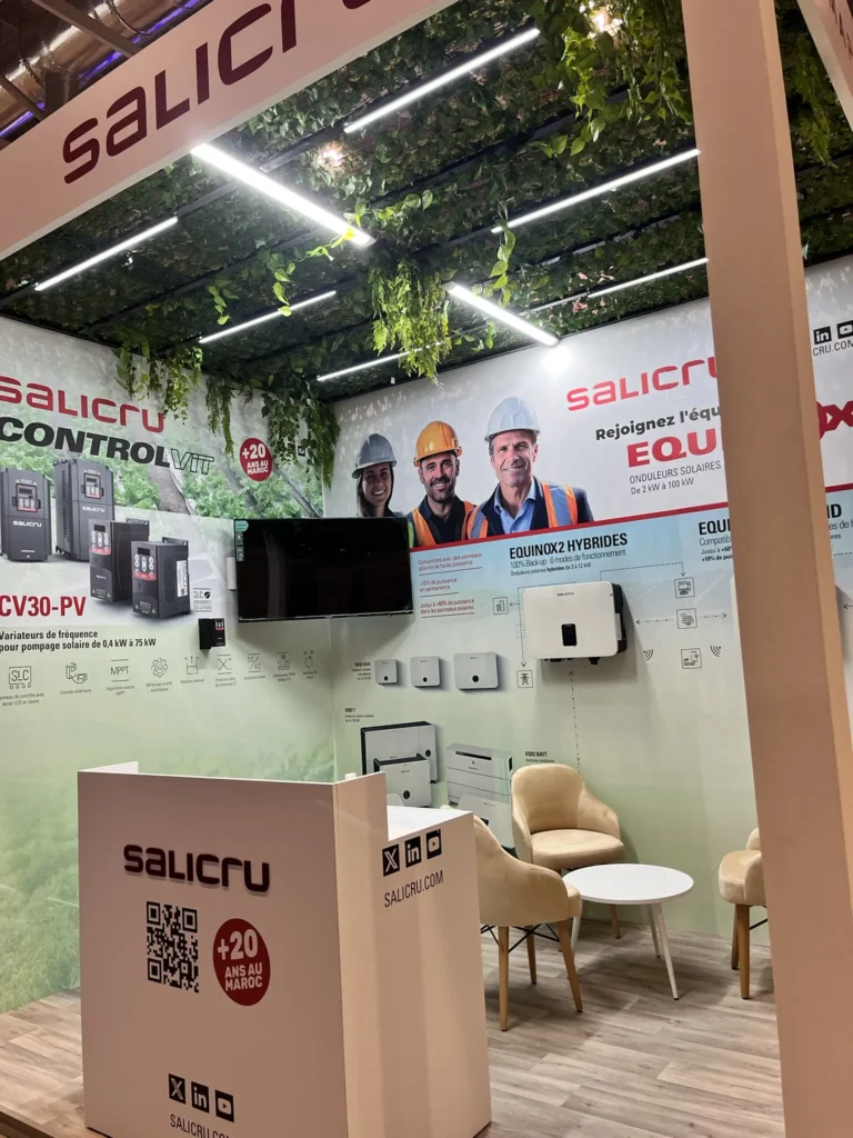 Salicru solar inverter exhibition booth product wall