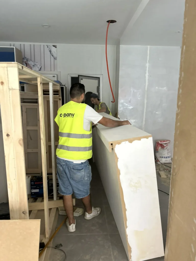 Showroom fit out construction team on site