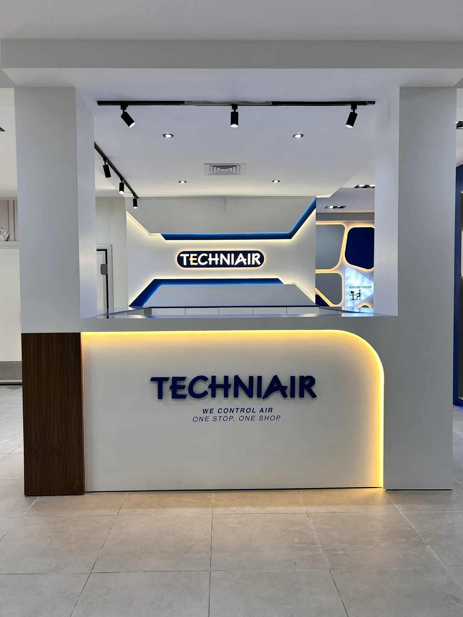 Techniair showroom reception desk